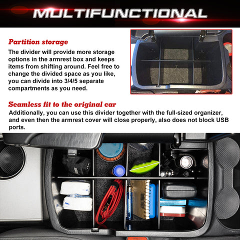 Interior Center Console Armrest Box Storage Container Holder Tray Organizer Divider, Compatible with Toyota Tacoma 2005-2015