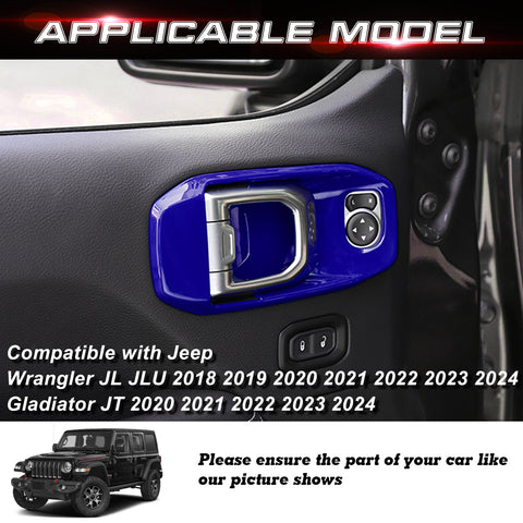 x xotic tech Door Handle Bowl Cover Decor Trim for Jeep Wrangler JL JLU 2018-up Gladiator JT 2020-up Interior Accessories(4Pcs)