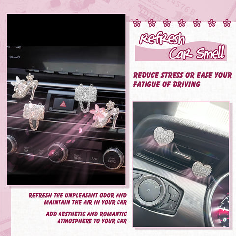 Bling Car Air Fresheners Rhinestone Diffuser Vent Clips Decor Universal Fit