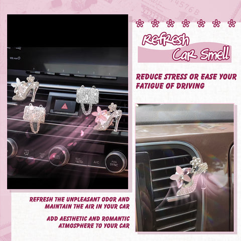 Bling Car Air Fresheners Rhinestone Diffuser Vent Clips Decor Universal Fit