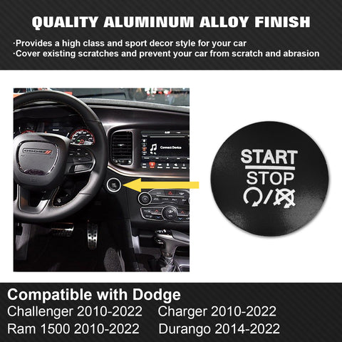 Alloy Engine Start Stop Push Button Cover For Dodge Charger Challenger 2010-2022