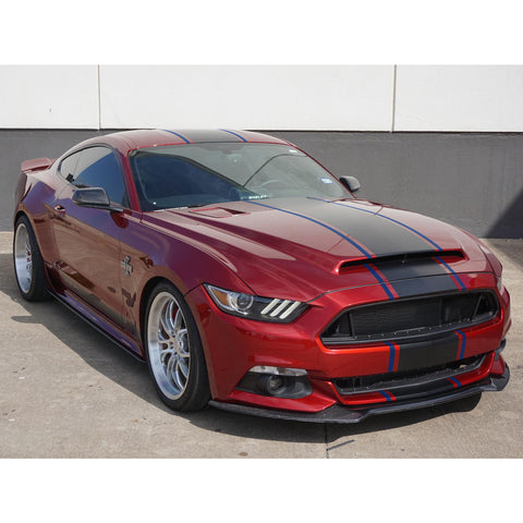 Xotic Tech Glossy Vinyl Racing Stripe Car Hood Graphics Decal Sticker for Hood Roof Rear Trunk Decoration Compatible with Ford Mustang 2015-up