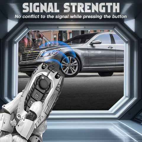 x xotic tech Mech Style Heavy Metal Key Fob Cover Compatible with Mercedes Benz C S E G Class GLC AMG EQS EQE SL S350 S400 S450 S500 C200 C260, Zinc Alloy Key Case Protector Shell Keychain