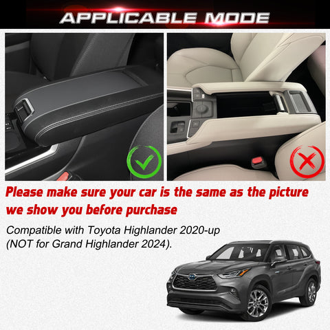 x xotic tech Carbon Fiber Style Armrest Cover Center Console Armrest Storage Box ABS Protective Trim Compatible with Toyota Highlander 2020-up Car Interior Accessories (NOT for Grand Highlander 2024)