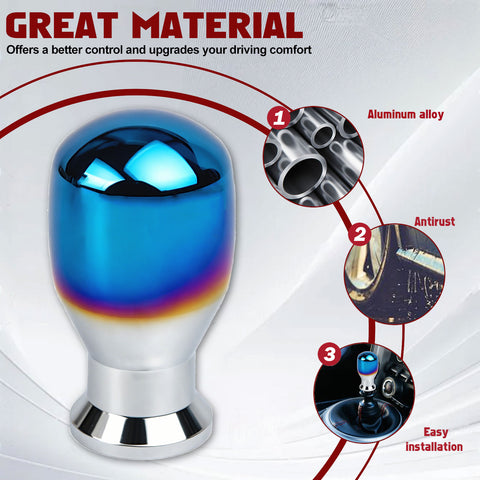 Universal Burnt Blue Alloy Round Ball Shape Car Gear Shift Knob Shifter Lever