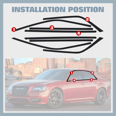 Dark Black Chrome Delete Blackout Window Cover Decal For Chrysler 300 2011-2021