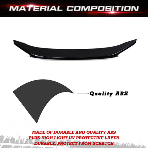 Xotic Tech 4DR JDM Style Glossy Black Rear Trunk Lip Wing Spoiler Compatible with Honda Civic 2016-2021 10th Gen