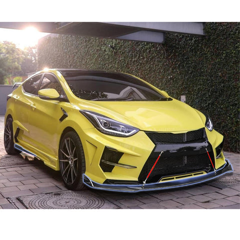 9Pcs Universal Fit Front Bumper Lip Chin Spoiler + Side Skirt Winglets Diffuser + Rear Bumper Canard Splitter Car Body Kits + Adjustable 8"-11" Support Rods