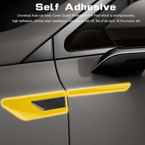 Blue Reflective Carbon Fiber Car Side Door Warning Protector Guard Decals 11.6"