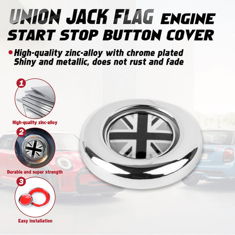 x xotic tech Red/Blue UK Union Jack Car Engine Push Start Stop Button Cap Cover Decoration Compatible with Mini Cooper 2nd Gen R55 R56 R57 R58 R59 R60 R61 Accessories