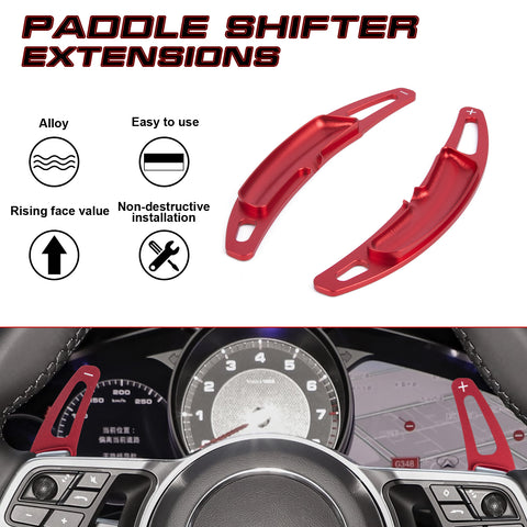 Red Aluminum Paddle Shifter Extension For Porsche Panamera Macan Cayenne 718 918