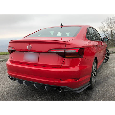 Universal Fit 6Pcs Rear Bumper Wing Lip Diffuser Splitter Shark Fins + Canard Valence Spoiler Deflector Body Kits