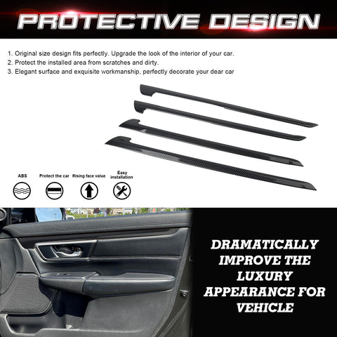 Carbon Fiber Texture Door Panel Stripes Molding Trim For Honda CR-V 2017-2022