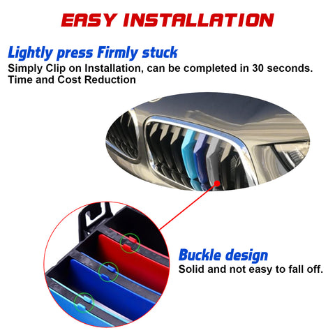 Tri-Colored Front Center Kidney Grille Strips Clip Cover For BMW X2 F39 2017-23