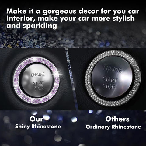 1/2 Packs Bling Diamond Car Engine Start Stop Button Surround Decor Ring Cover