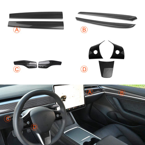 Console Strip Steering Wheel Paddle Shifter Door Panel Cover For Model 3 Model Y