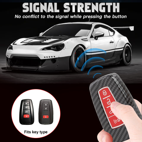 For RAV4 Camry Corolla Glossy Carbon Fiber Pattern Silicone Button Key Fob Skin