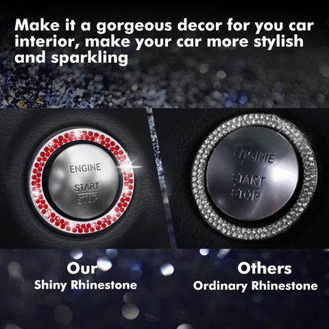 1/2 Packs Bling Diamond Car Engine Start Stop Button Surround Decor Ring Cover