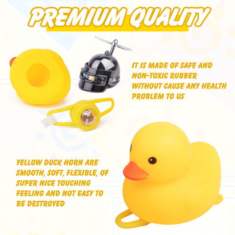 x xotic tech Rubber Duck Bike Bell Decoration, Cute Yellow Squeeze Duck Bicycle Accessories w/Propeller Helmet for Car Dashboard Motorcycle Scooter Handlebar Horn Kids Toddler Toy Outdoor
