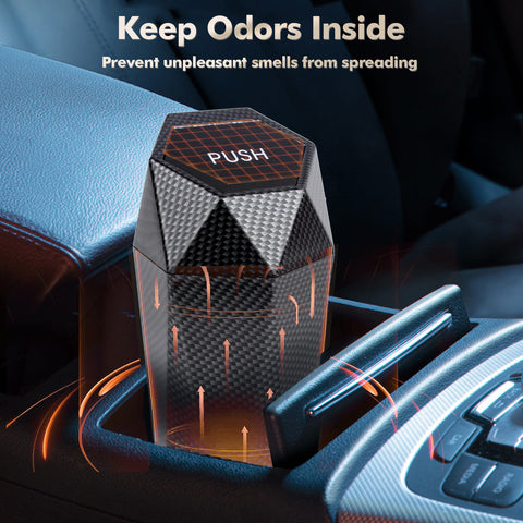 Leak-proof Car Trash Can w/Lid Pop up Waste Litter Storage Holder Bin Combo Kit