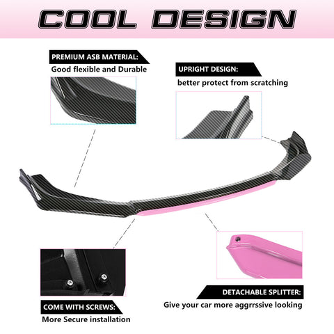 Xotic Tech Front Bumper Lip Chin Spoiler Splitter Diffuser Protector Body Kit Compatible with Honda Accord Civic or Volkswagen MK5 MK6 MK7 or Kia Optima or Mitsubishi Lancer, 4pcs