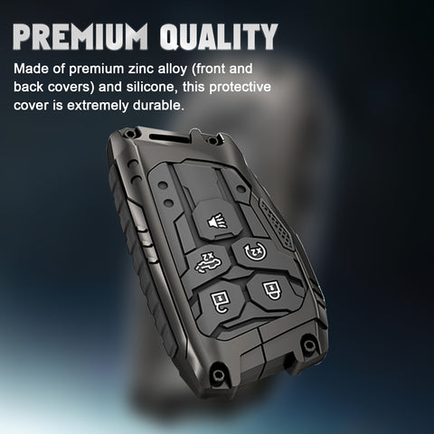 x xotic tech Mech Style Heavy Metal Key Fob Cover Compatible with Chevy Silverado 1500, GMC Sierra 1500 2022-2025, Chevrolet Tahoe 2024-2025, Zinc Alloy Key Case Protector Shell Keychain