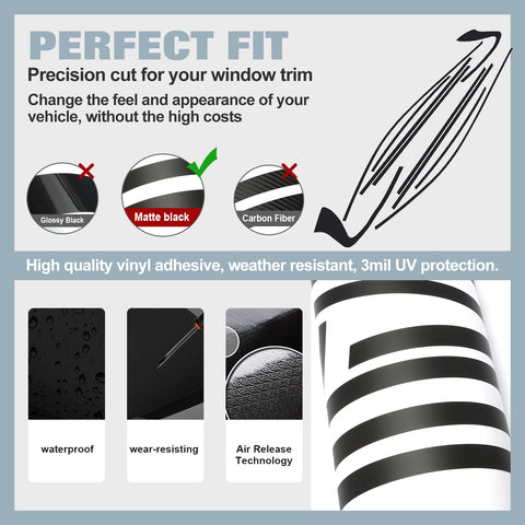 Gloss Black Chrome Delete Blackout Window Cover Decal For Infiniti Q50 2016-2020