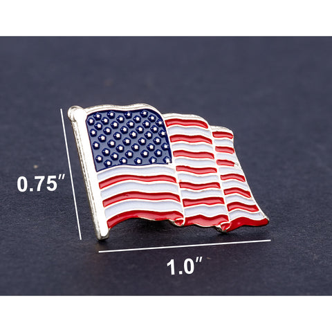 Silver American Flag Waving Lapel Pins, Patriotic US Flag Pins for National Day