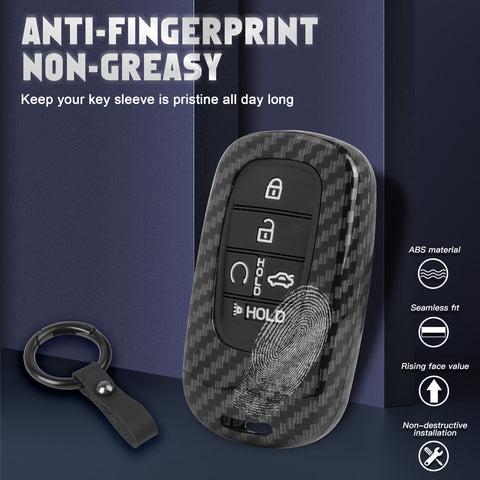 Carbon Style Shell+Silicone Cover Smart Key Fob Case Holder For Honda Civic Accord Pilot CR-V HR-V