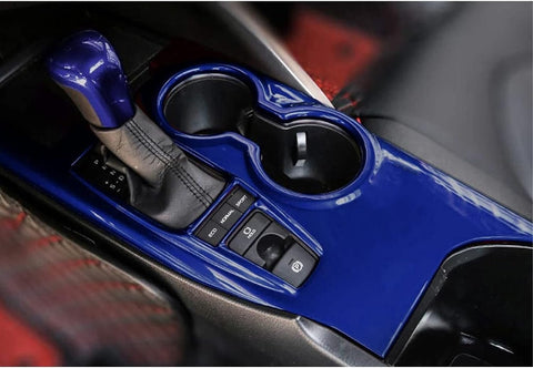 ABS Red / Blue / Carbon Fiber / Wood Center Console Cup Holder Panel Trim For Toyota Camry SE LE 2018-up