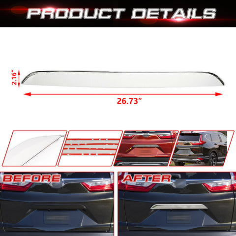 Chrome Rear Bumper Reflector Trunk Tailgate Lid Decor Trim For Honda CRV 17-2019
