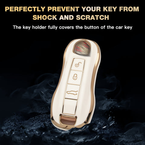 2Pcs White TPU Full Cover Key Fob Holder For Porsche 911 Carrera Taycan 2020-up