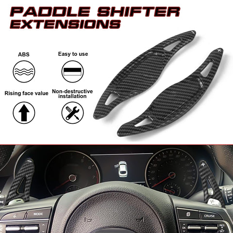 Carbon Fiber ABS Steering Wheel Paddle Shifter Extension For Kia Stinger 2018-up