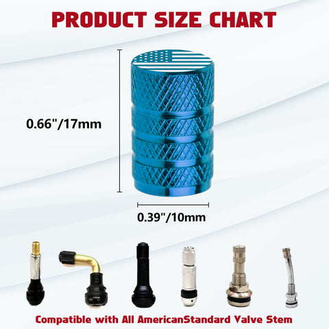 4pcs American Flag Tire Valve Stem Cover Caps Anodized Aluminum Alloy, Corrosion Resistant Leak-Proof Wheel Valve Cap Set, Universal for Cars Trucks Motorcycles SUVs