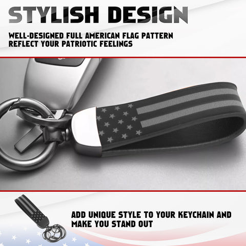 x xotic tech American USA Flag Car Keychain with Zinc Alloy D-Ring 360 Degree Rotatable Anti-Lost Auto Key Chain, Universal Fit for Truck, Ford, Jeep, Men Car Accessories