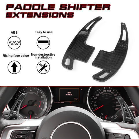 Carbon Fiber Pattern Paddle Shifter Extension Cover For Ford Mustang 2015-2023