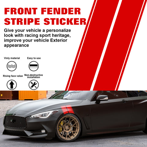 x xotic tech Fender Stripes Hash Marks KK Vinyl Decal Universal for Car Truck Sticker Racing Stripe 11"x23"