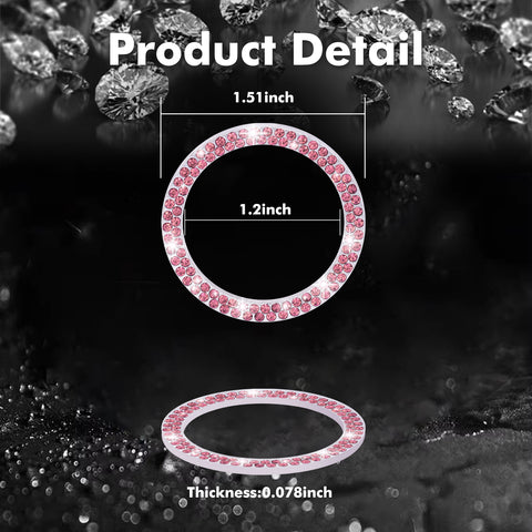 1/2 Packs Bling Diamond Car Engine Start Stop Button Surround Decor Ring Cover