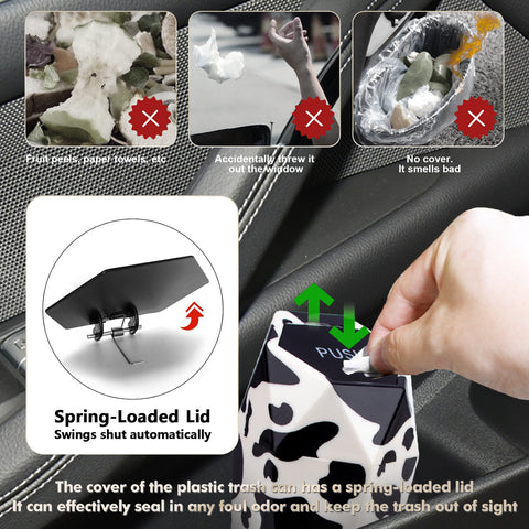 Leak-proof Car Trash Can w/Lid Pop up Waste Litter Storage Holder Bin Combo Kit