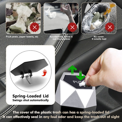 Leak-proof Car Trash Can w/Lid Pop up Waste Litter Storage Holder Bin Combo Kit