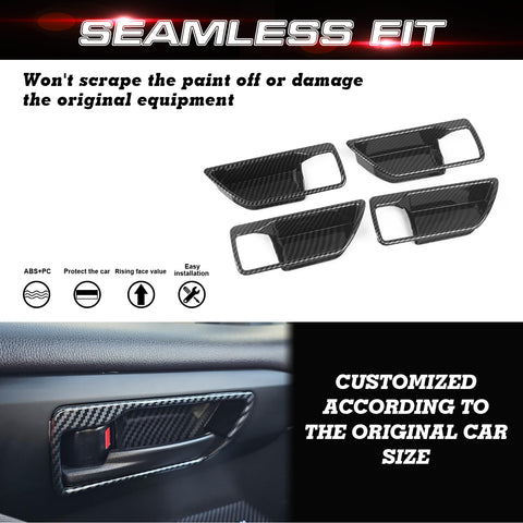 x xotic tech Interior Door Handle Bowl Cover Compatible with Toyota Highlander 2020-up ABS Car Decoration Interior Accessories (Carbon Fiber Style) 4Pcs/Set