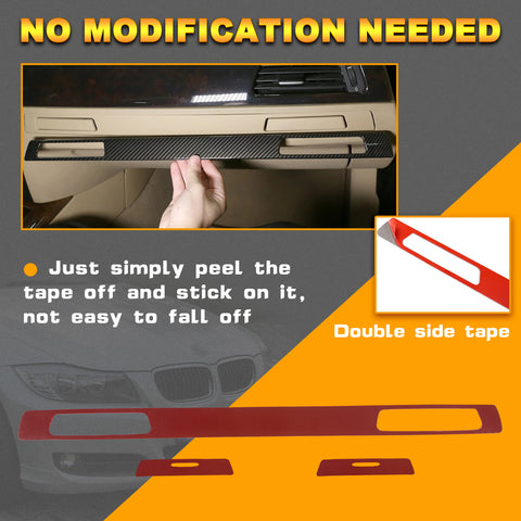 Real Carbon Fiber Copilot Cup Holder Strip Trim For BMW 3 Series E90 E92 E91 E93 2005-12