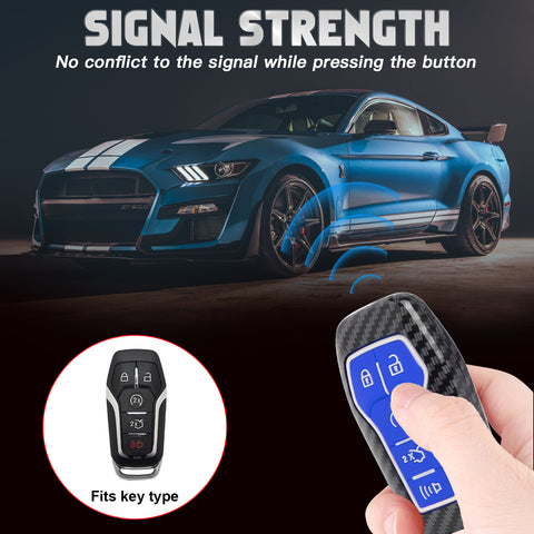 Carbon Fiber Texture Remote Key Holder Case Skin For Ford Mustang Edge Fusion Lincoln