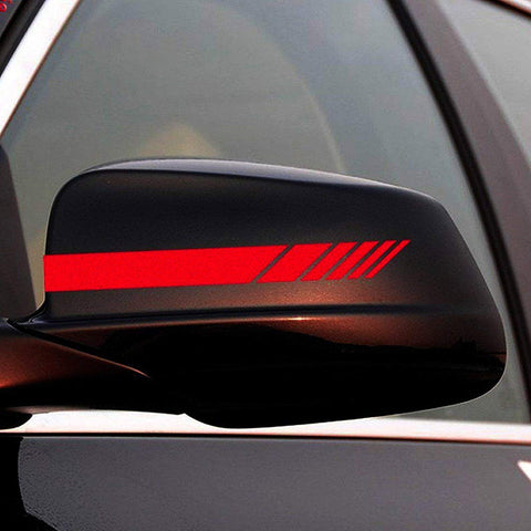 Auto Universal Fit Racing Style 4Pcs Front Hood Fender Double Hash Stripe Stickers + 6Pcs Reflective Wheels Rim Safety Warning Stickers+ 4Pcs Rearview Mirror Slash Mark Decals Set