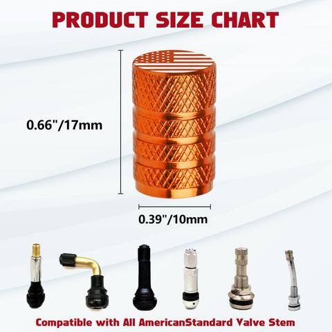 4pcs American Flag Tire Valve Stem Cover Caps Anodized Aluminum Alloy, Corrosion Resistant Leak-Proof Wheel Valve Cap Set, Universal for Cars Trucks Motorcycles SUVs