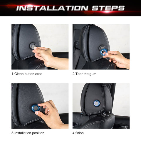 2x Blue Inner Seat Headrest Button Ring Cover Trim For W205 2015-2021 X205 2016-2022