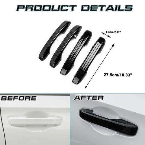 Black Door Handle Side Mirror Window Louvers Cover Decor For Honda Civic 2022-up