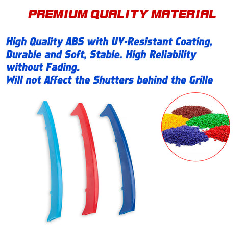 Tri-Colored Front Kidney Grille Strips Clip Cover For BMW 3 Series E46 1999-2001