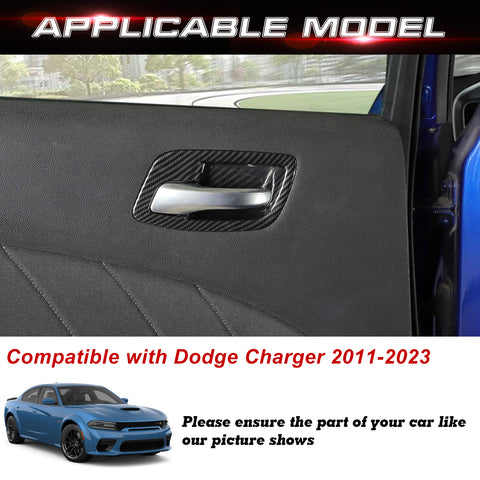 Carbon Look Door Handle Bowl Trim For Charger 2011-23 Chrysler 300 2015-2023