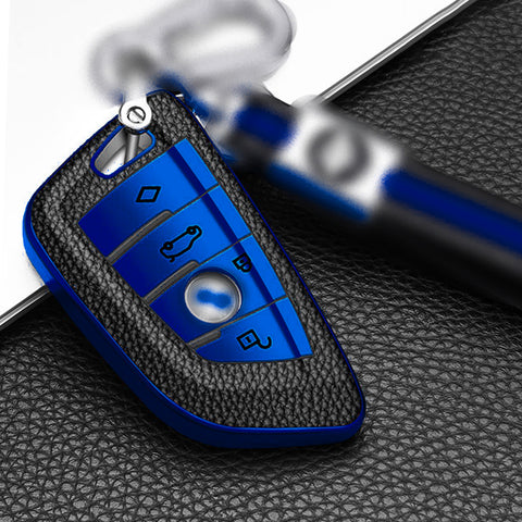 Smart Key Fob Shell Protect Cover Blue TPU Leather For BMW 2 3 5 7 X1 X3 X5 X6